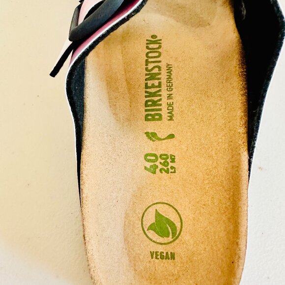 BIRKENSTOCK ARIZONA VEGAN OMBRE PINK AND PURLE SLIDE SANDALS 9/40 - Picture 8 of 8